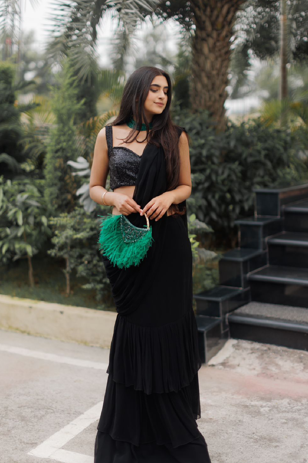 Pre Draped Ruffle Saree
