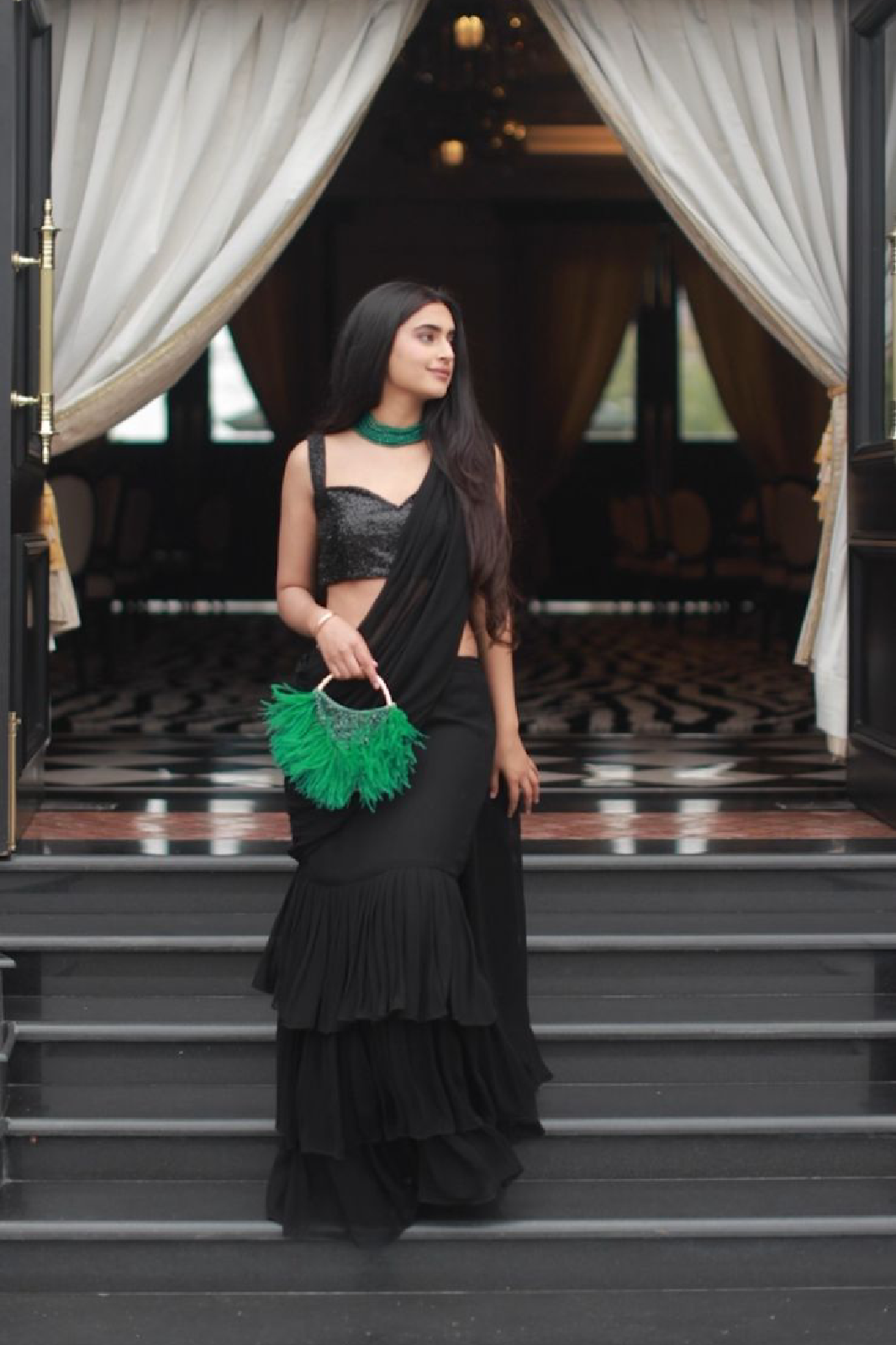 Pre Draped Ruffle Saree