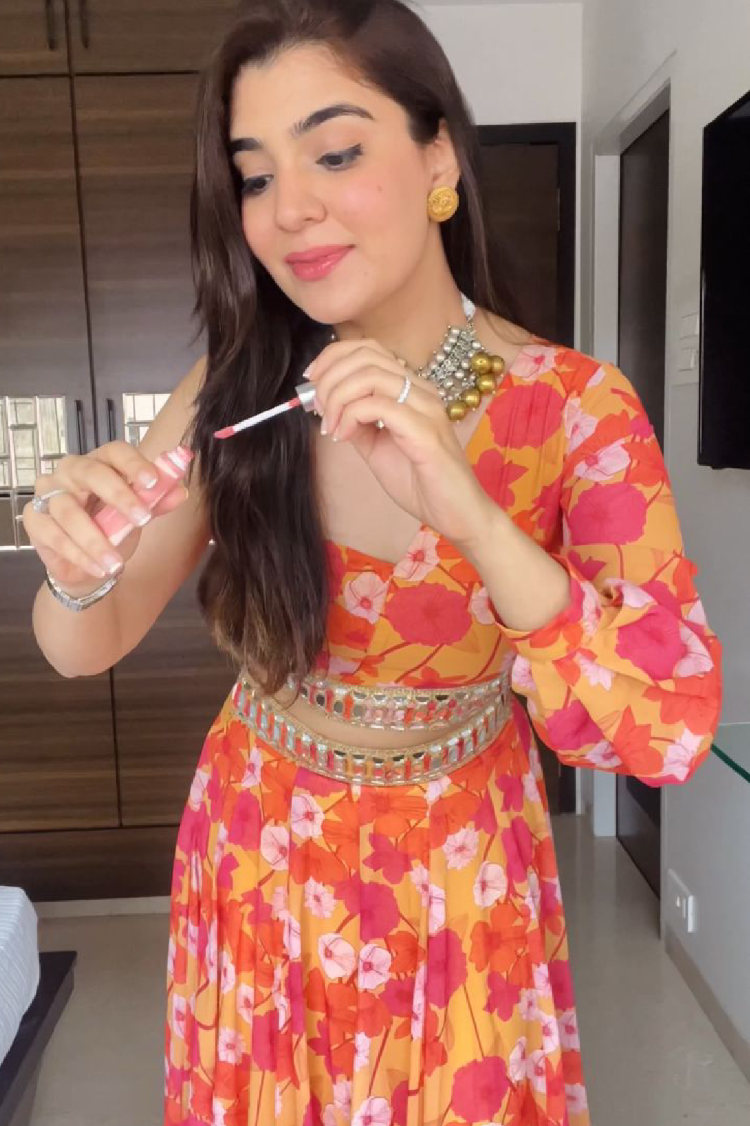 Floral Asymmetrical Lehenga Set