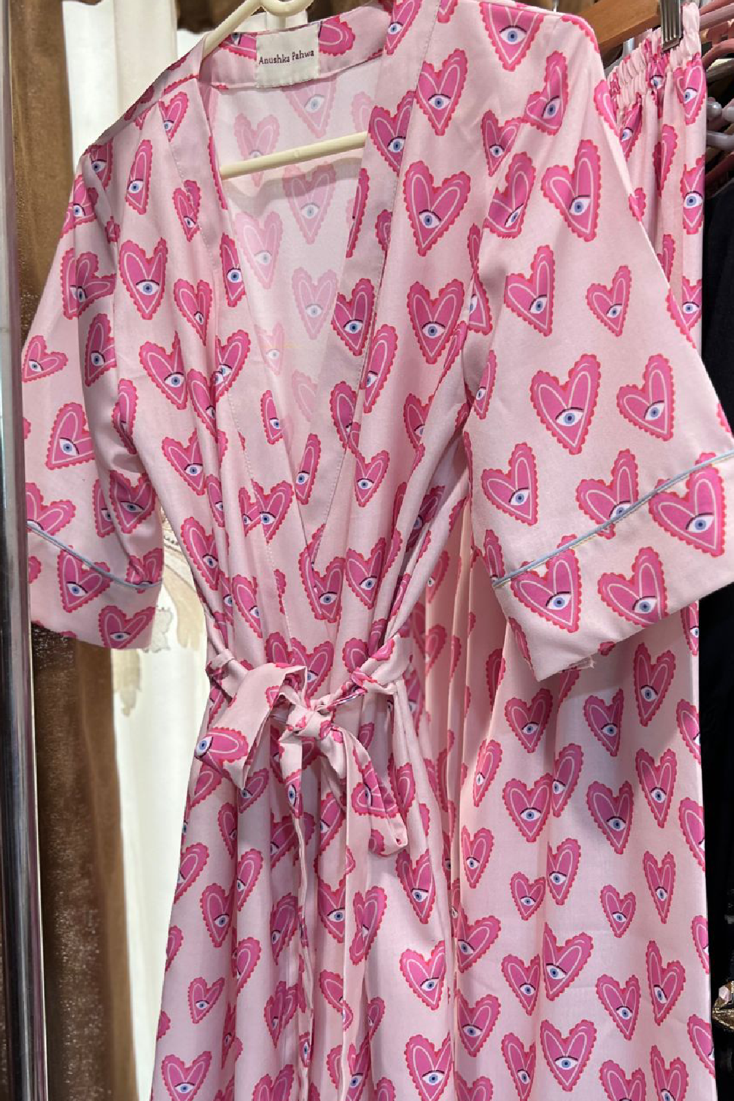 Pink Heart Printed Pajama Set