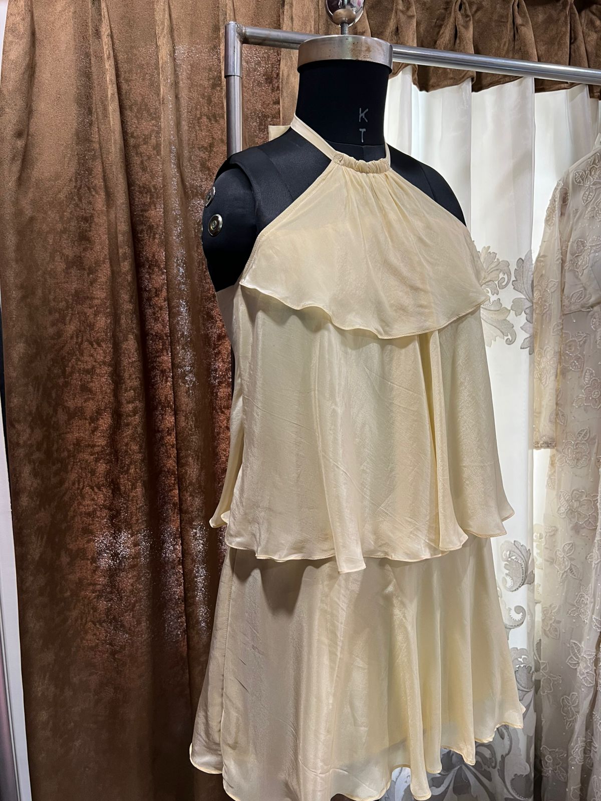 Halter neck ruffle dress