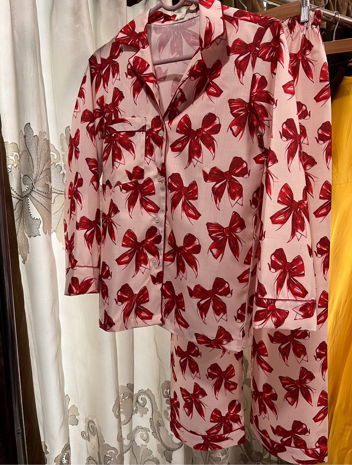 Bow print pajama set