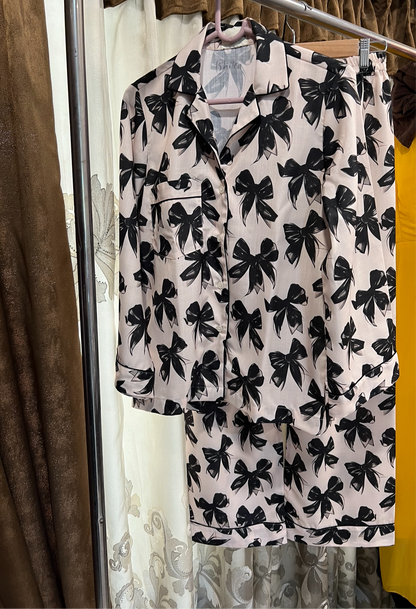 Bow print pajama set