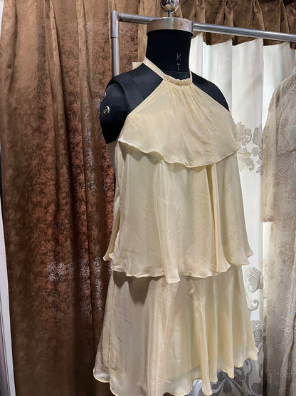 Halter neck ruffle dress